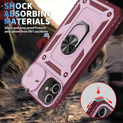 Vista 160 de Korecase Funda de protección para iPhone 12 y 12 Pro Ring Case con cubierta para lente de cámara, grado militar, resistente, de doble capa, cuerpo