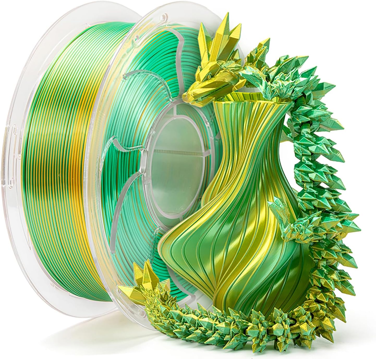 Amazon.com: 1.75mm PLA Filament Silk Dual Bi Color Gold Green ...