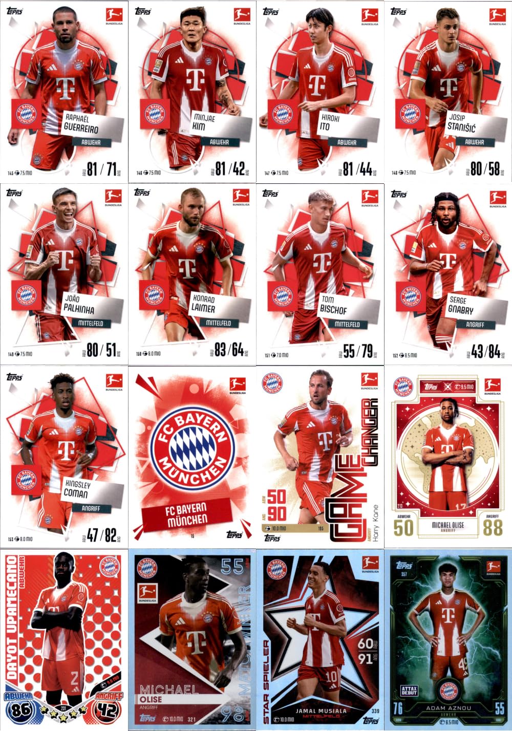 Bundle mit Topps Match Attax Bundesliga - 2025/26 - Mannschaftspaket - FC Bayern MÜNCHEN + Exklusive Collect-it Hüllen