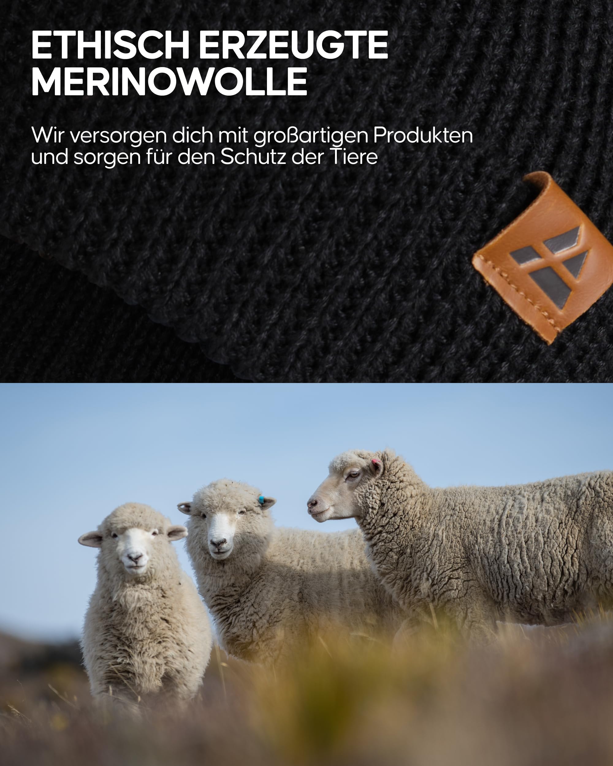 DANISH ENDURANCE Merino Mütze Klassische Wollmütze Thermo Beanie Grobstrick Unisex