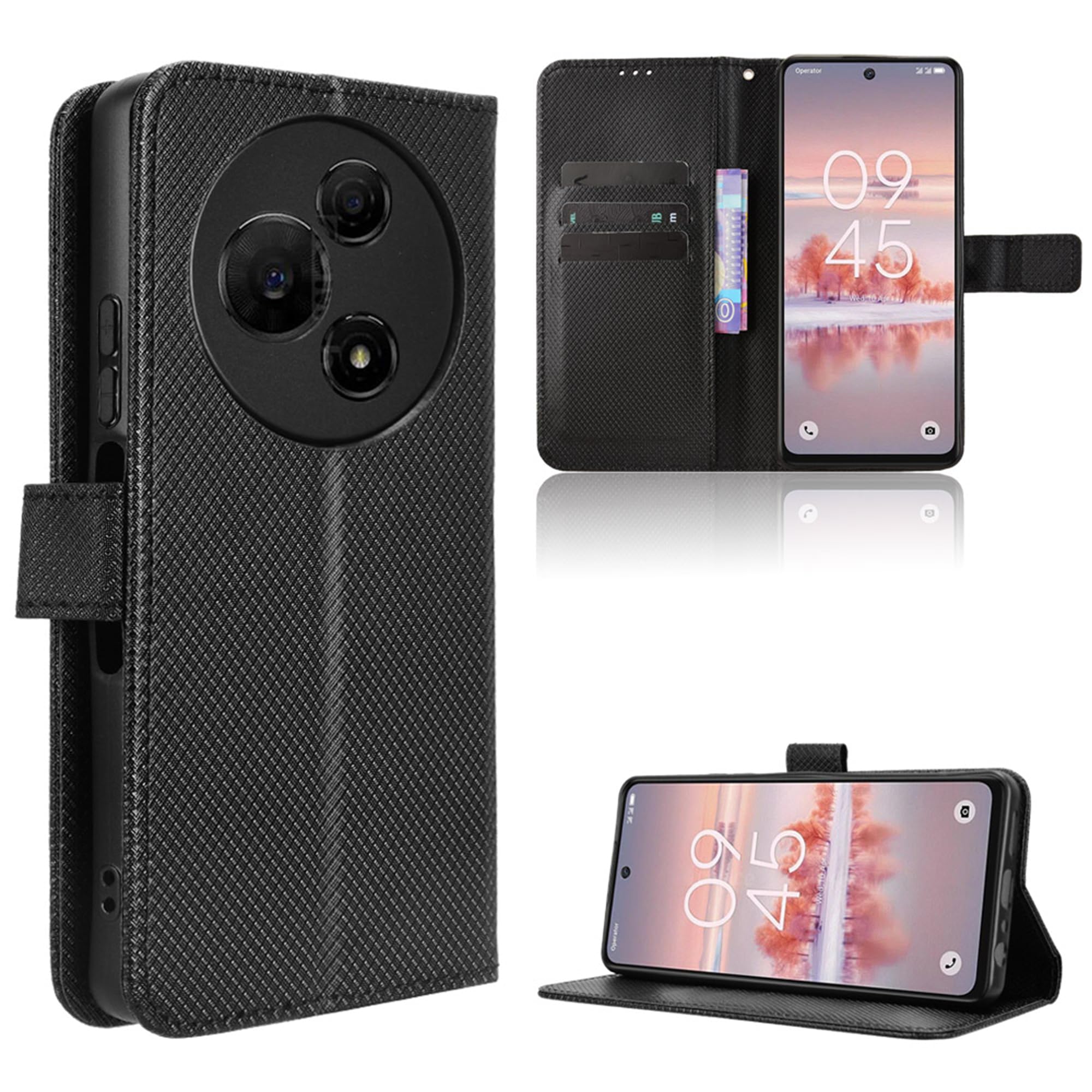 TIANYUE Portafoglio Custodia Compatibile con TCL 60 SE NxtPaper, Cover Case per Cellulare Pieghevole in Pelle Applica a TCL 60 SE NxtPaper-Nero