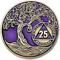 Vista 217 de Medallón AA de 5 años – Árbol de la Vida trenzado chapado en oro AA Chip de recuperación – morado