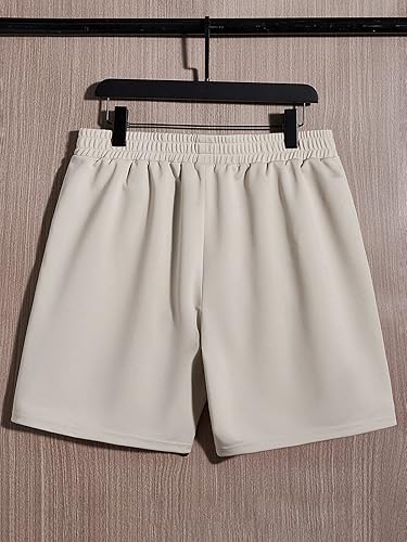 Miniatura 5 de GORGLITTER Conjunto deportivo de 2 piezas para hombre, sudadera de manga larga con cuello redondo y pantalones cortos elásticos