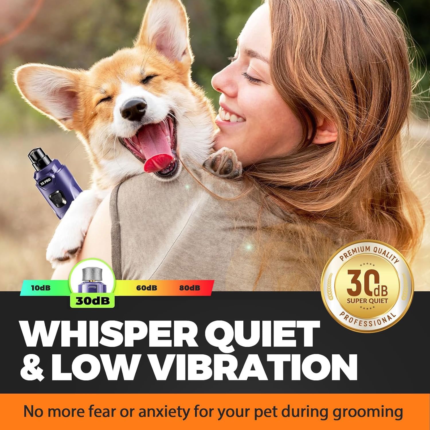 Whisper Quiet Dog Nail Grinder Safe & Stress-Free for Sensitive Dogs Cats view 2