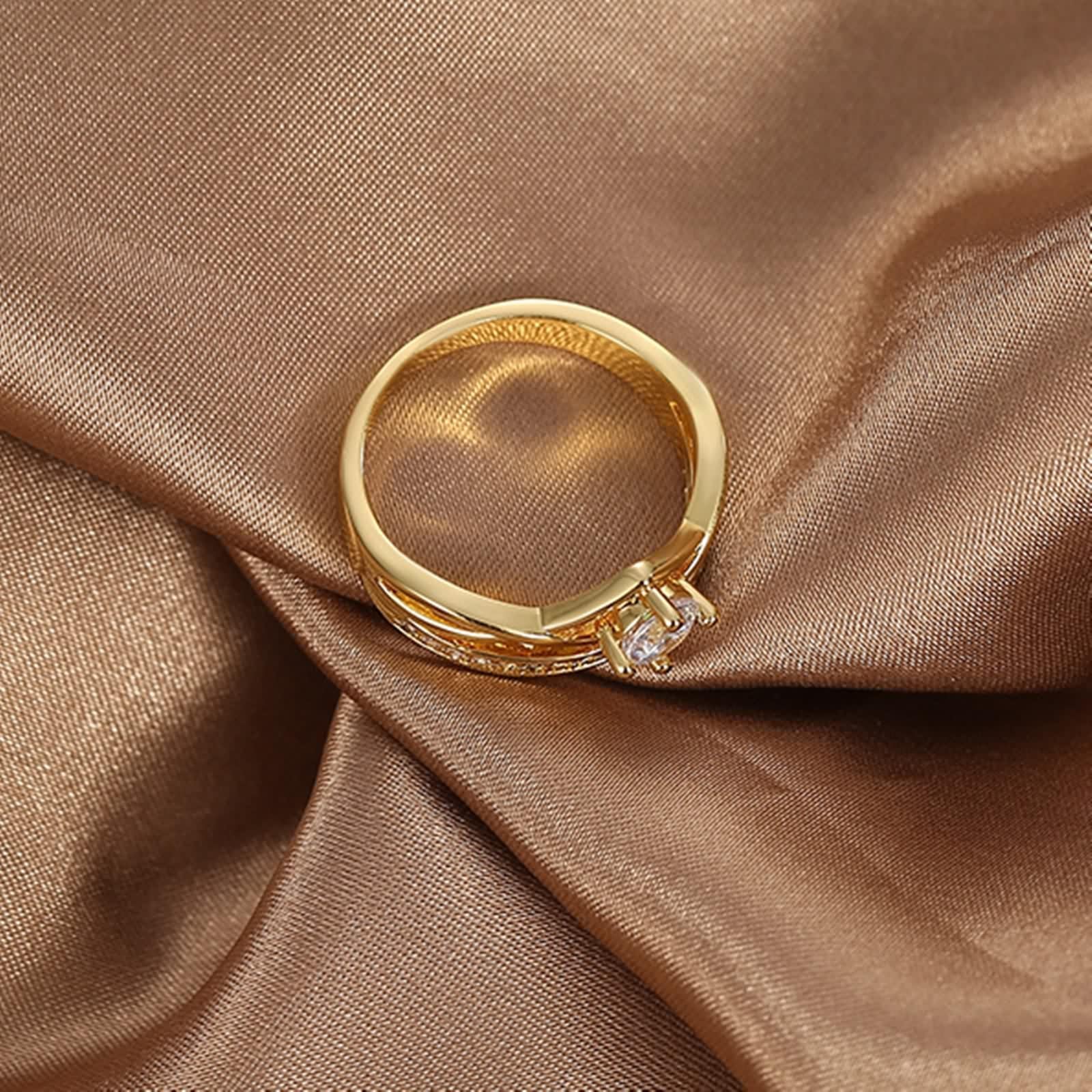 Anillos de oro amarillo de 18 quilates, elegantes y modernos