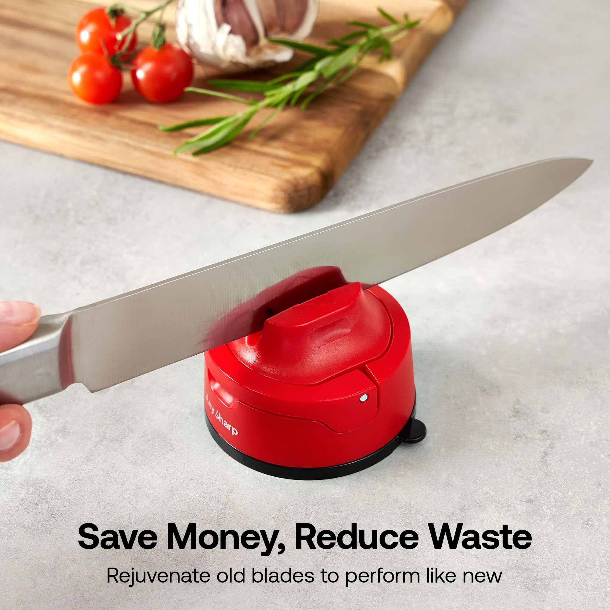 AnySharp Knife Sharpener, Hands-Free Safety, PowerGrip Suction, Safely Sharpens All Kitchen Knives, Ideal for Hardened Steel & Serrated, World's Best, Compact, One Size, Silver — view 79