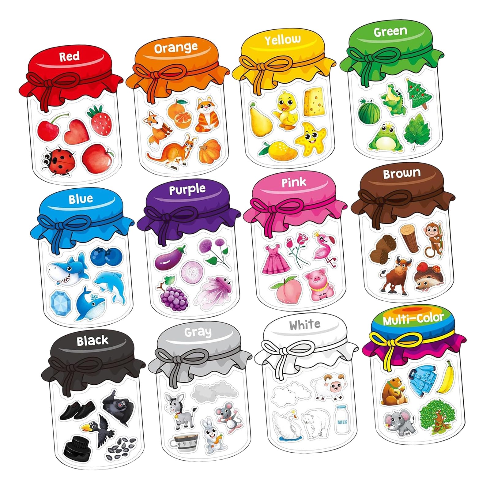 12Pieces 60 Toddler Magnets for Refrigerator Farm Animal Fridge for Early Education Color Sorting Toy Color for Fridge
