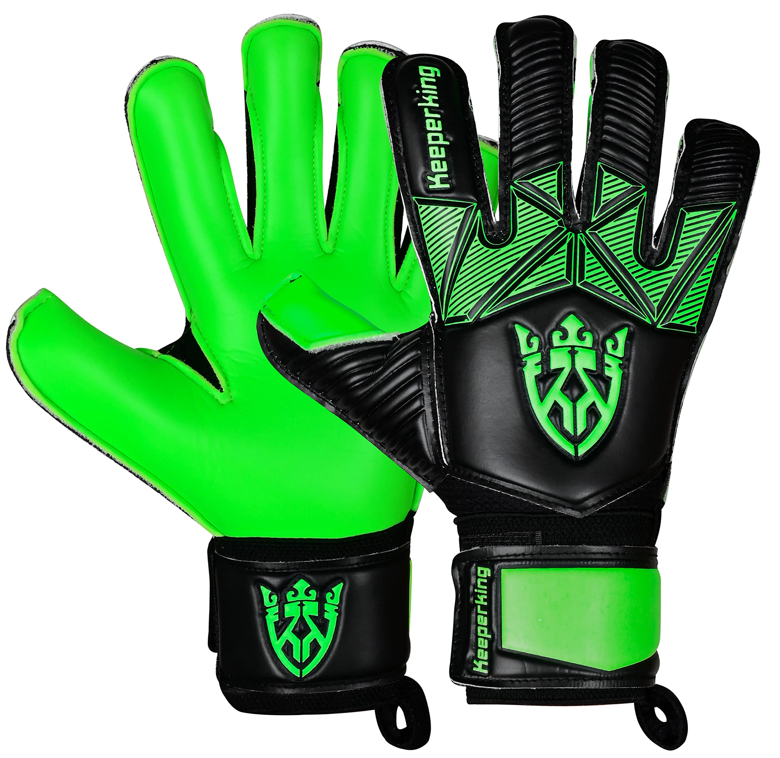 Keeperking Torwarthandschuhe Kinder Jugend Erwachsene Fußballhandschuhe ohne fingersave 4mm Vorhand Lange haltbar Latex Unisex