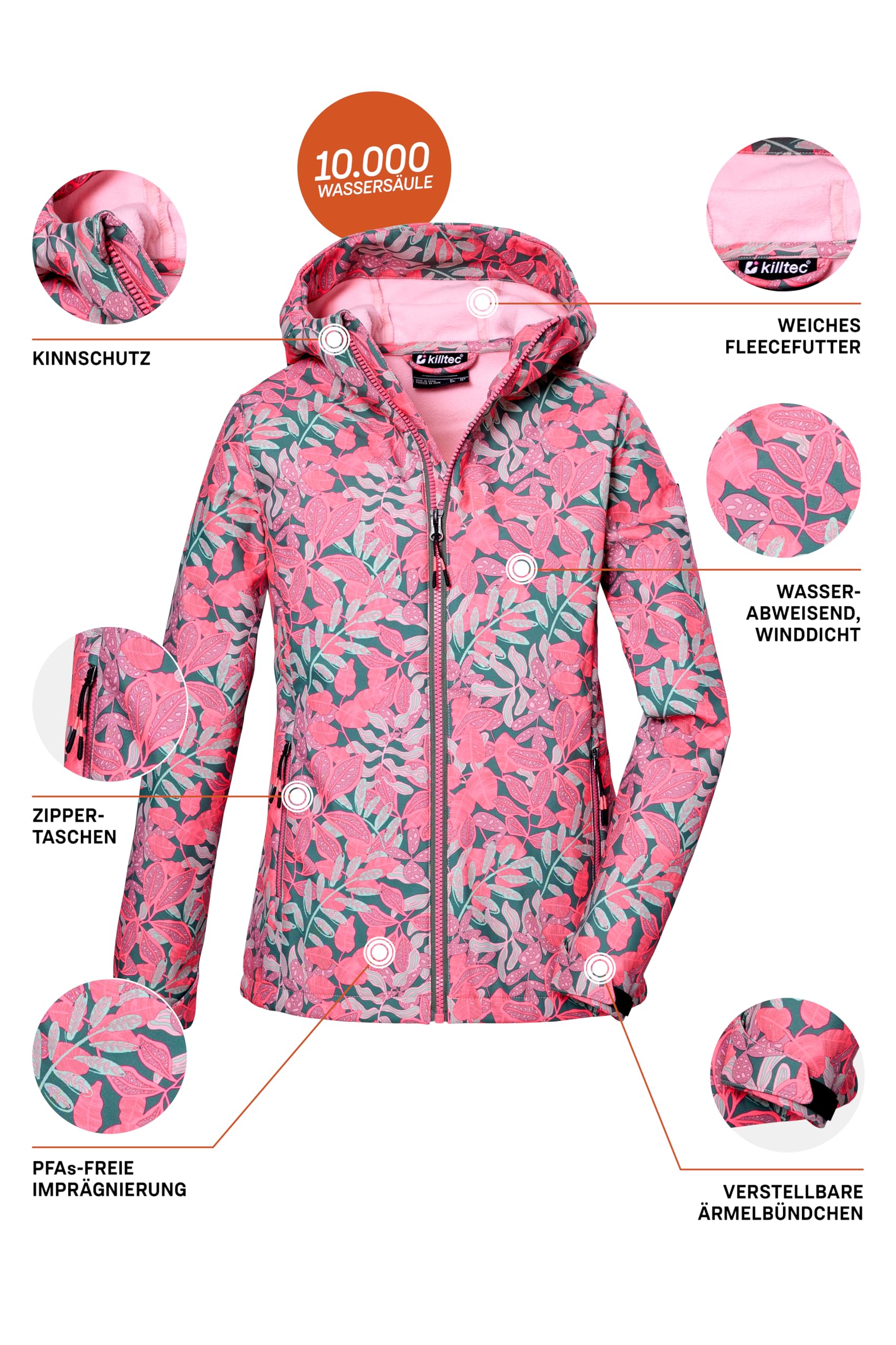Killtec Kos 135 Grls Sftshll Jckt Giacca softshell/giacca outdoor con cappuccio Bambine e ragazze