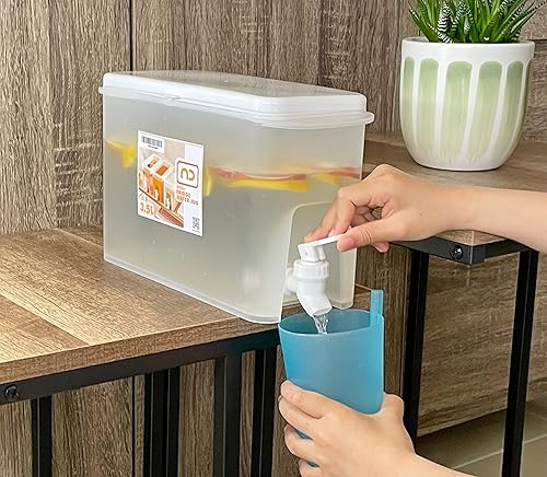 Miniatura 4 de NDBOX Jarra delgada para refrigerador con grifo para agua, té helado, jugo de fruta, refrescos, leche, dispensador de bebidas calientes o frías para
