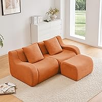 Vista 2 de Juego de sofás modulares de peluche para sala de estar, sofá modular naranja con tumbonas, sofá de gran tamaño, sofás para sala, cómodos sofás