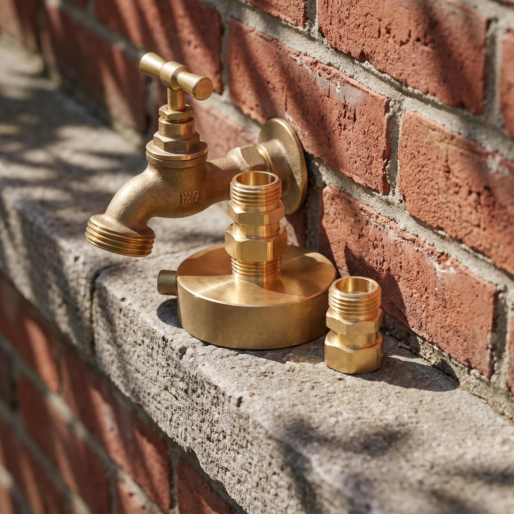 Adattatore per Manichette Antincendio in Ottone 2-1/2" | Filettatura Ght Maschio da 3/4", Design Pin Lug, Finitura Opaca, Uso Agricolo e Irrigazione