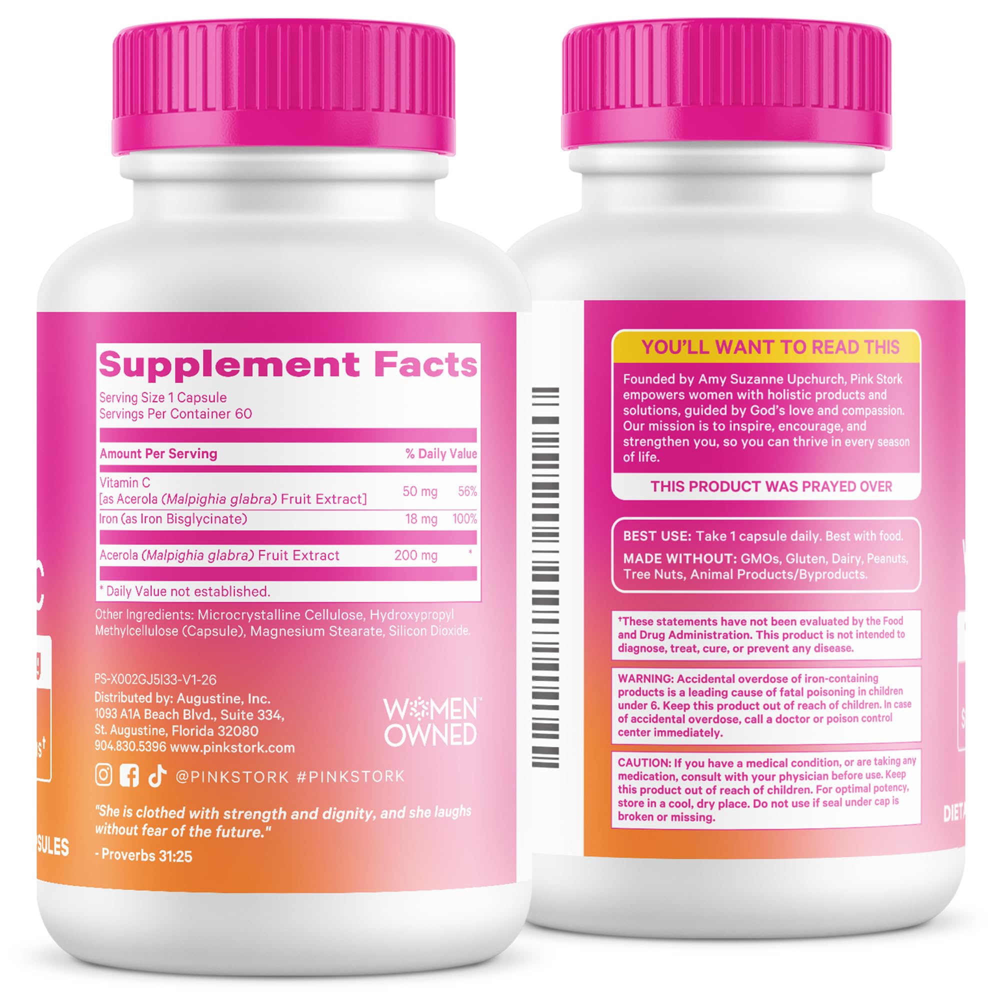 Pink Stork Iron Supplement for Women, Bisglycinate + Vitamin C, 60 Capsules — Amazon image 8