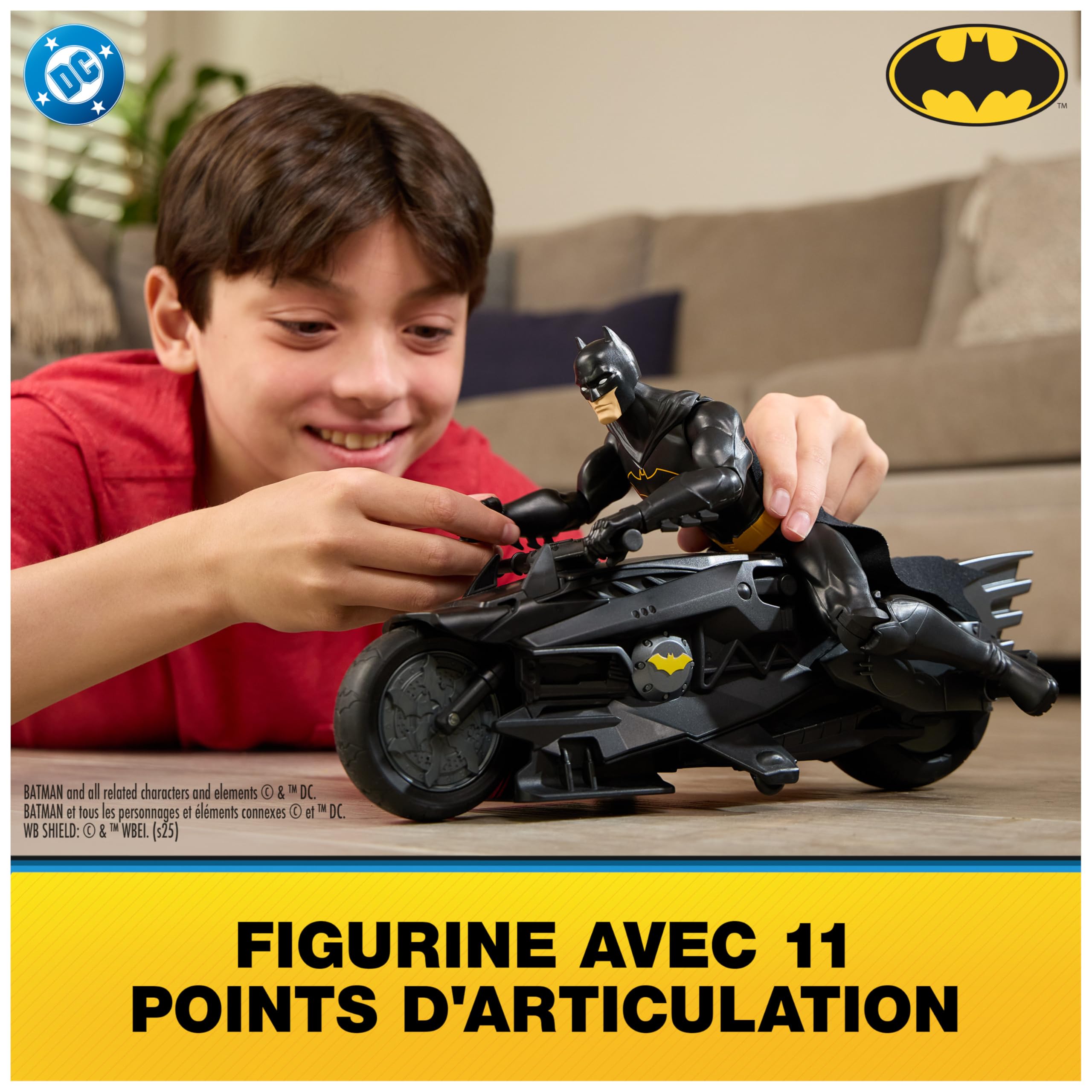 Spin Master DC Comics - Batcycle RC + Figurine Batman 30 Cm - Batman Figurine Articulée - Créez Vos Propres Combats Masqués - Super Héros - Jouet À Collectionner - Jouet Enfant 4 Ans Et +