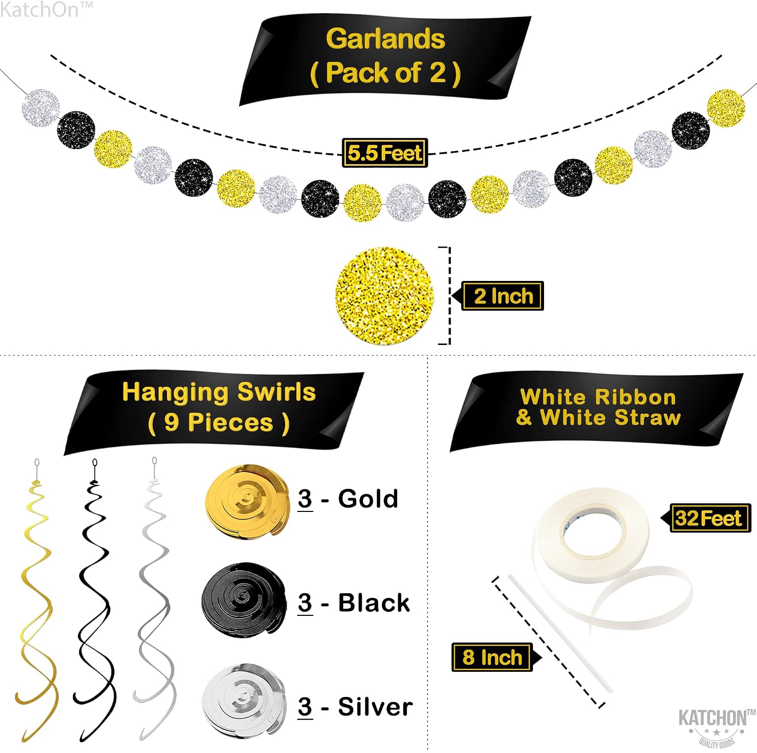 KatchOn, New Years Eve Party Supplies 2026 - Big, Pack of 70 | Happy New Years Decorations 2026 | Hanging Swirls, PomPoms, NYE Decorations 2026 | Eve Decorations