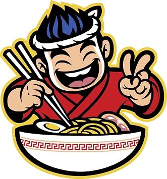 Cute Adorable Kawaii Japanese Boy Eating Ramen Cartoon Vinyl Decal Sticker 2" Tall