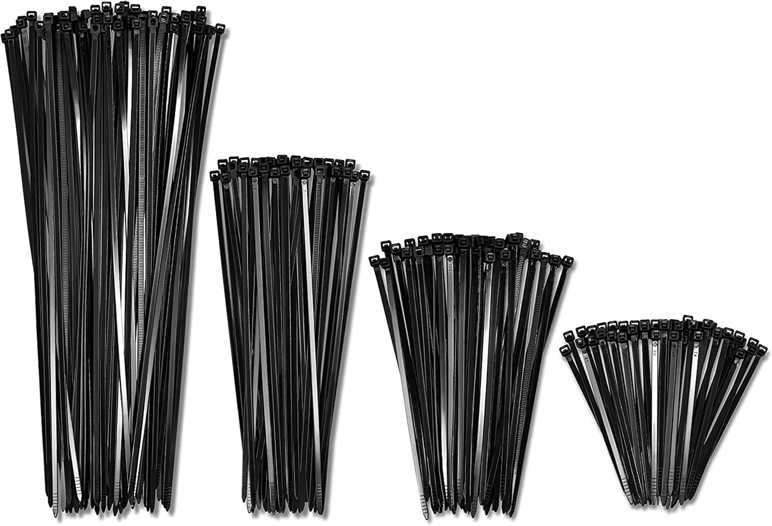 10, 15, 20, 30 cm Cable Zip Ties Black Heavy Duty (400 Pack, 100 each