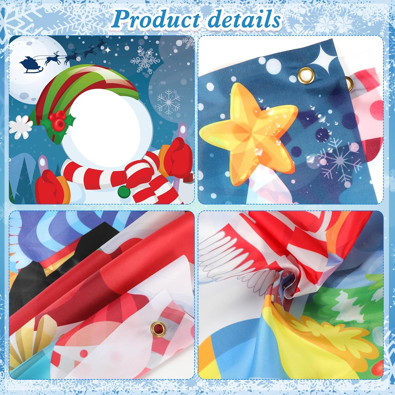 HOWAF Snowman Penguin Photography Backdrop Banner, Face in Hole Photo Door Cover, Winter Birthday Party Decorations