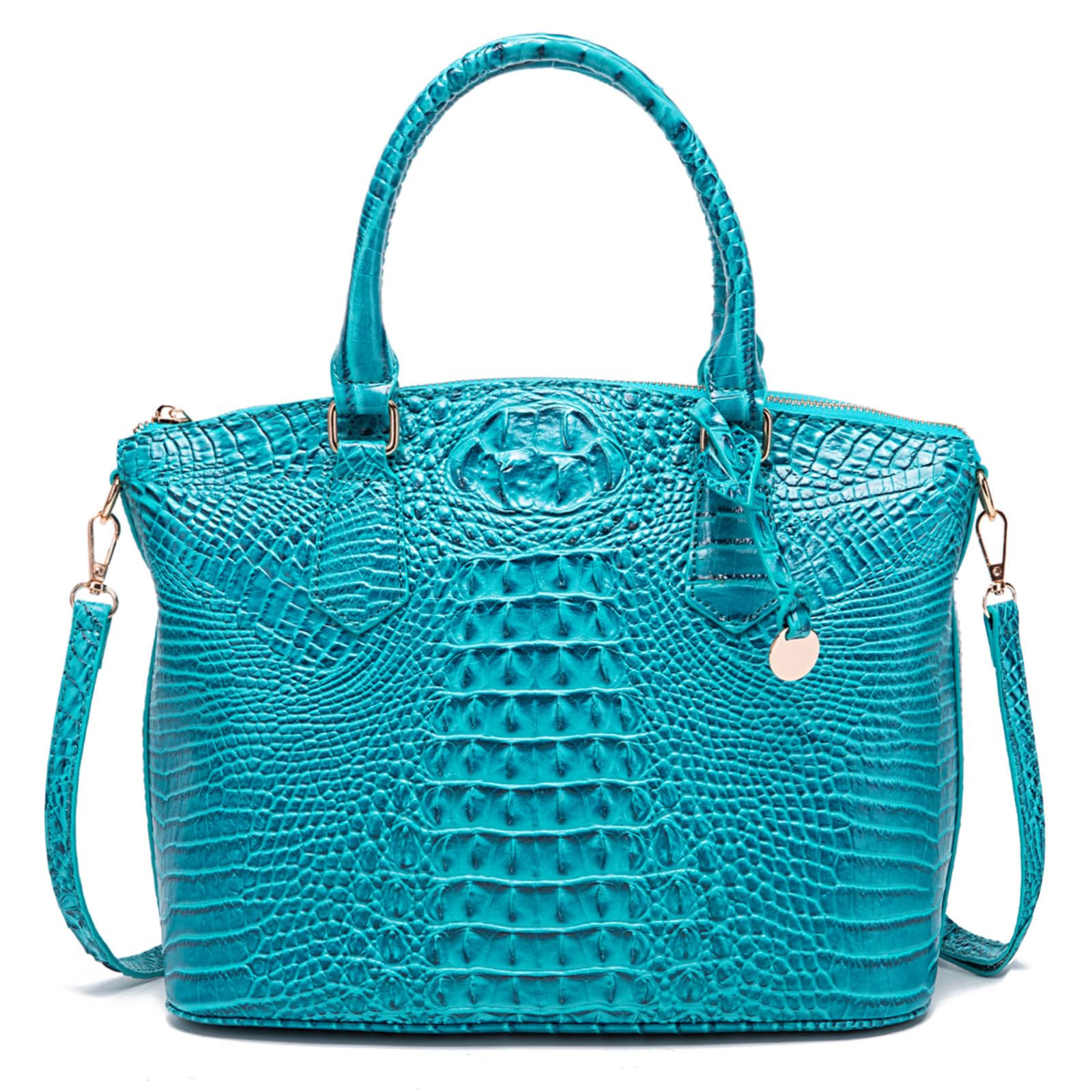 Makcr Joacbv Crocodile Handbag for Women, Satchel Purse with Shoulder Strap | Embossed vegan leather tote with a bold crocodile-pattern texture, rich color depth, dual top handles, and a roomy interior.