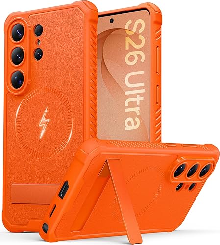 Vista 16 de Vihibii Funda para Samsung Galaxy S26 con soporte, compatible con MagSafe, grado militar a prueba de caídas, protección completa de la cámara, funda