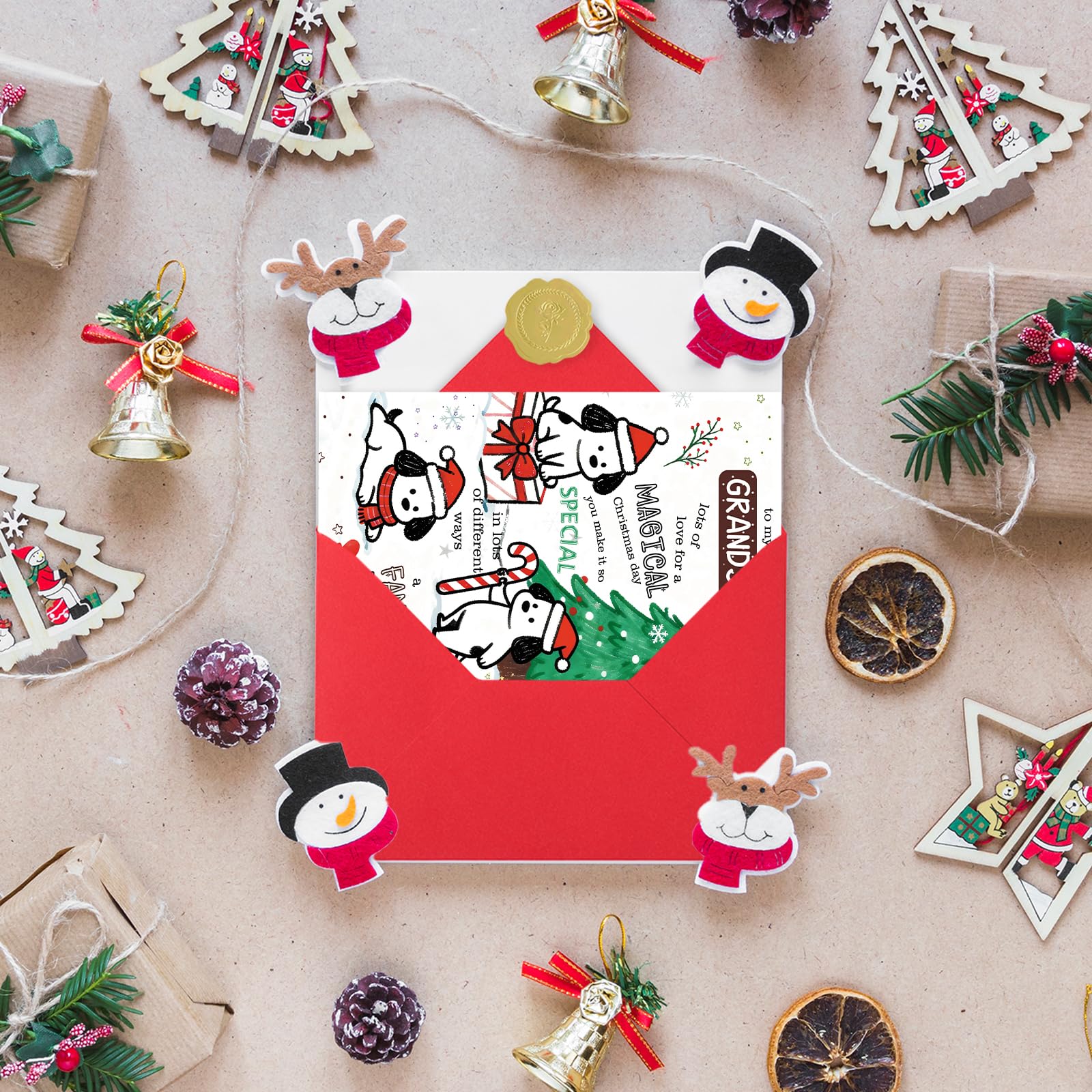 FANCYLUCKY Lustige Weihnachtskarte für Enkelsohn von Oma Opa, Frohe Weihnachtskarte für Enkel, niedliche Weihnachtskarten, Geschenke für Enkelkind