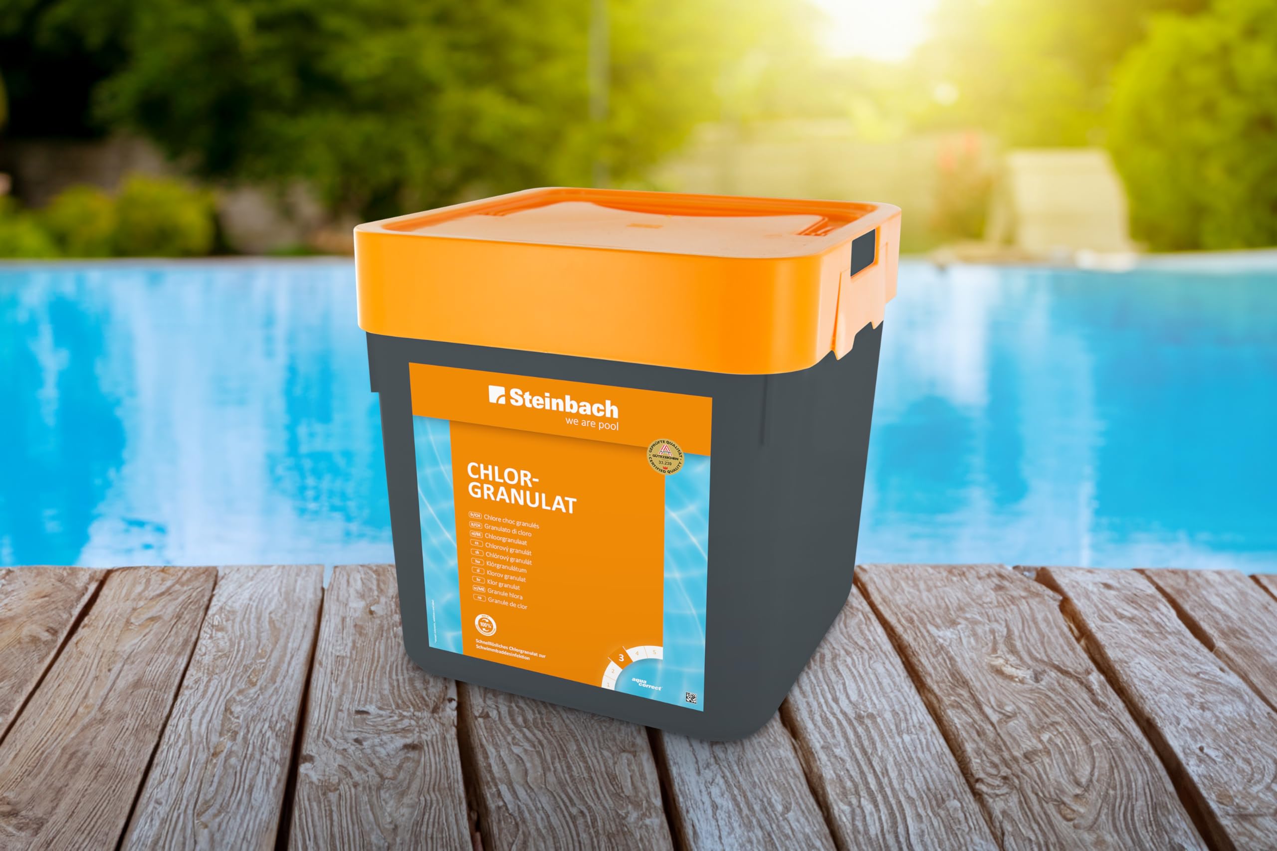 Steinbach Poolpflege Chlorgranulat - 0751205TV00-5 kg - Schnelllöslich - Effektiv - Neutralisierend - auch für Erstdosierung und Schockbehandlung geeignet