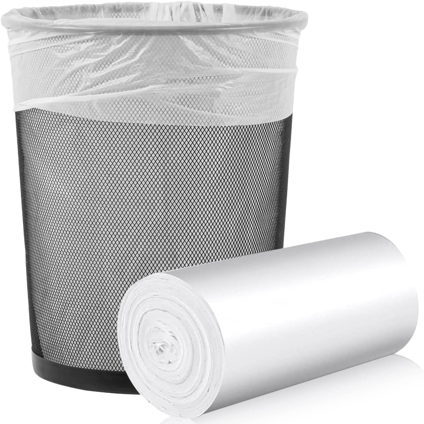 Medium Trash Bags, 6-8 Gallon White Garbage Bags Trash Can Liners for Bathroom, Bedroom, Office, Unscented (50 Count)