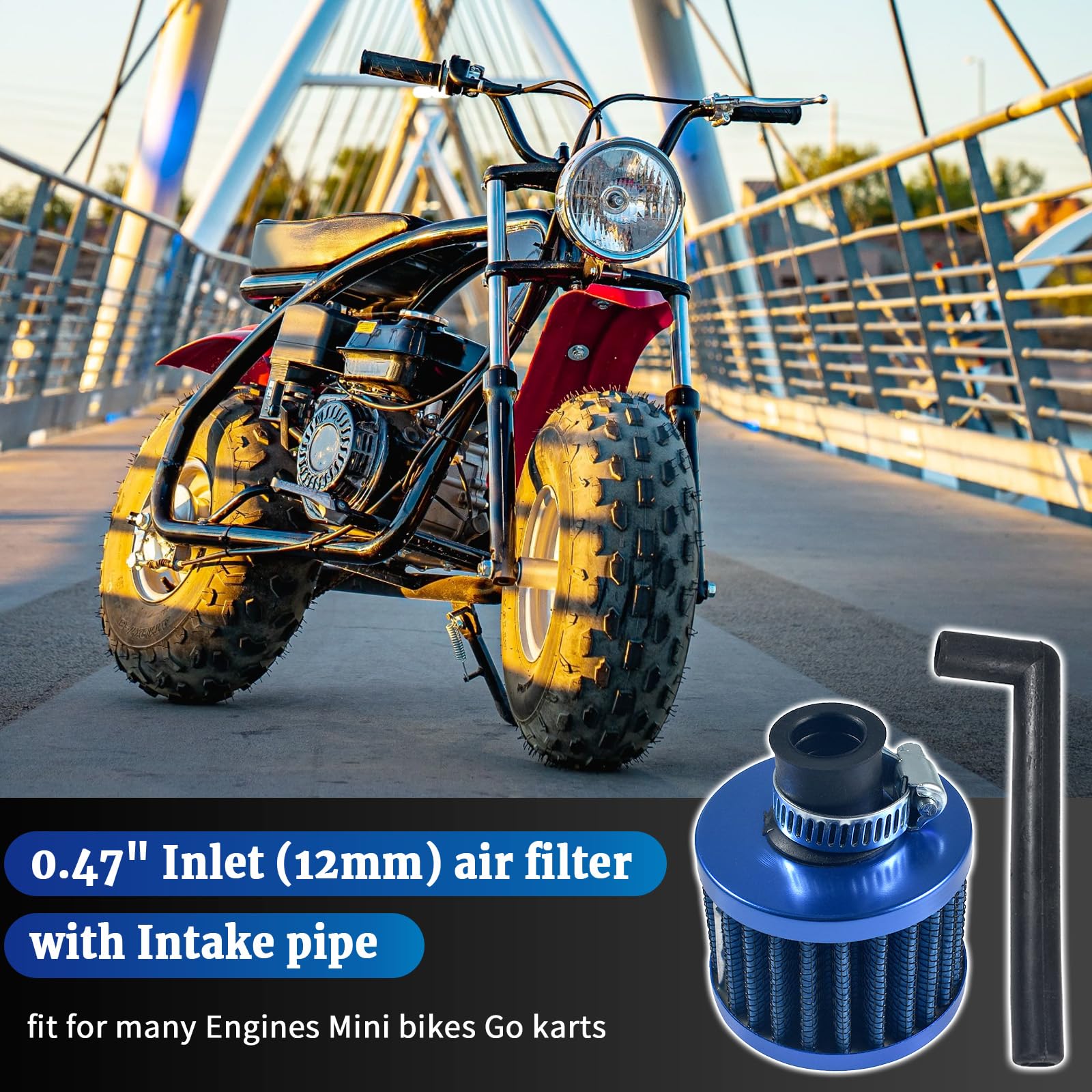 Kit di Sostituzione Ingresso Motore Filtro Aria in Lega di Alluminio 62 Mm CT200U BT200X Mini Bike Go Kart (SILVER