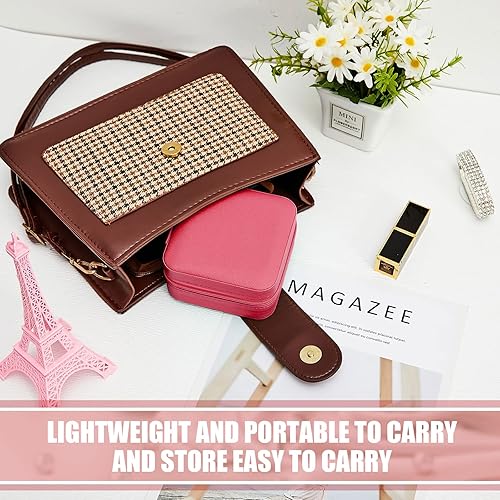 Miniatura 4 de Taiyin Caja organizadora de joyas de viaje, 6 unidades, cajas de regalo para dama de honor, mini caja organizadora de almacenamiento (rosa)