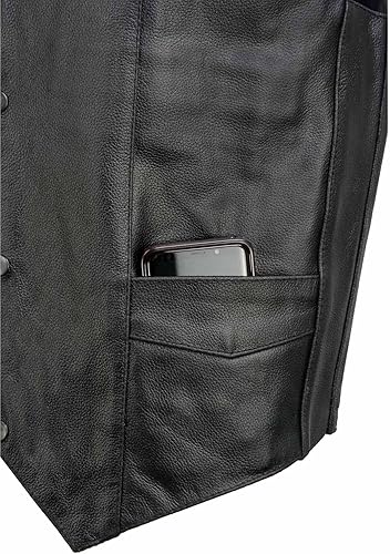 Miniatura 9 de EVENT LEATHER EL5310 - Chaleco de cuero de motocicleta para hombre, 100% auténtico, chalecos de motociclista con cierre a presión, talla M