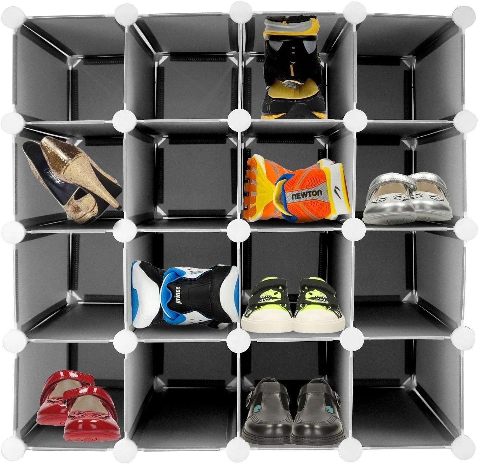 Inxact Shoe Rack Storage Solution Diy 3-6 Tier, White (4-tier cubes)
