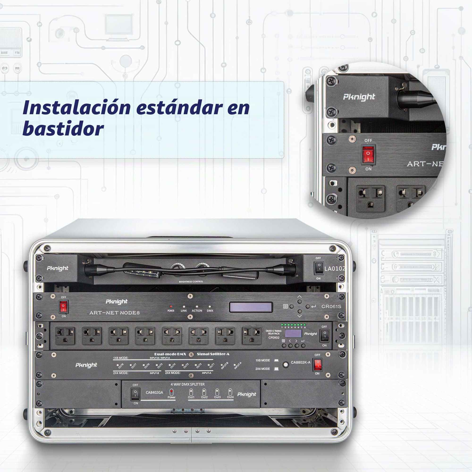 ArtNet - Interfaz DMX, 8 canales, estante de 19 pulgadas, control de red de iluminación de escenario 1U, CR061S