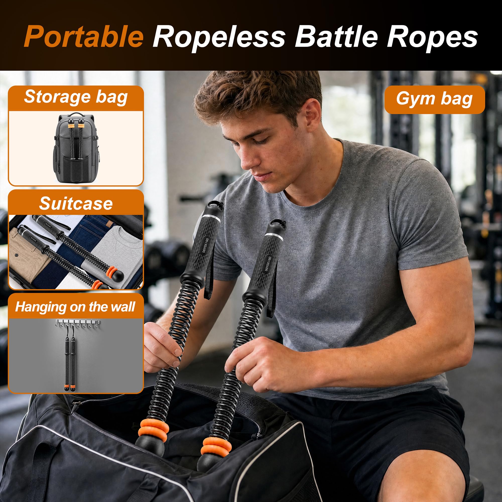Corde da combattimento senza fili, corda da allenamento ponderata per palestra domestica, attrezzatura per allenamento di resistenza regolabile per HIIT, cardio, core e fitness per tutto il