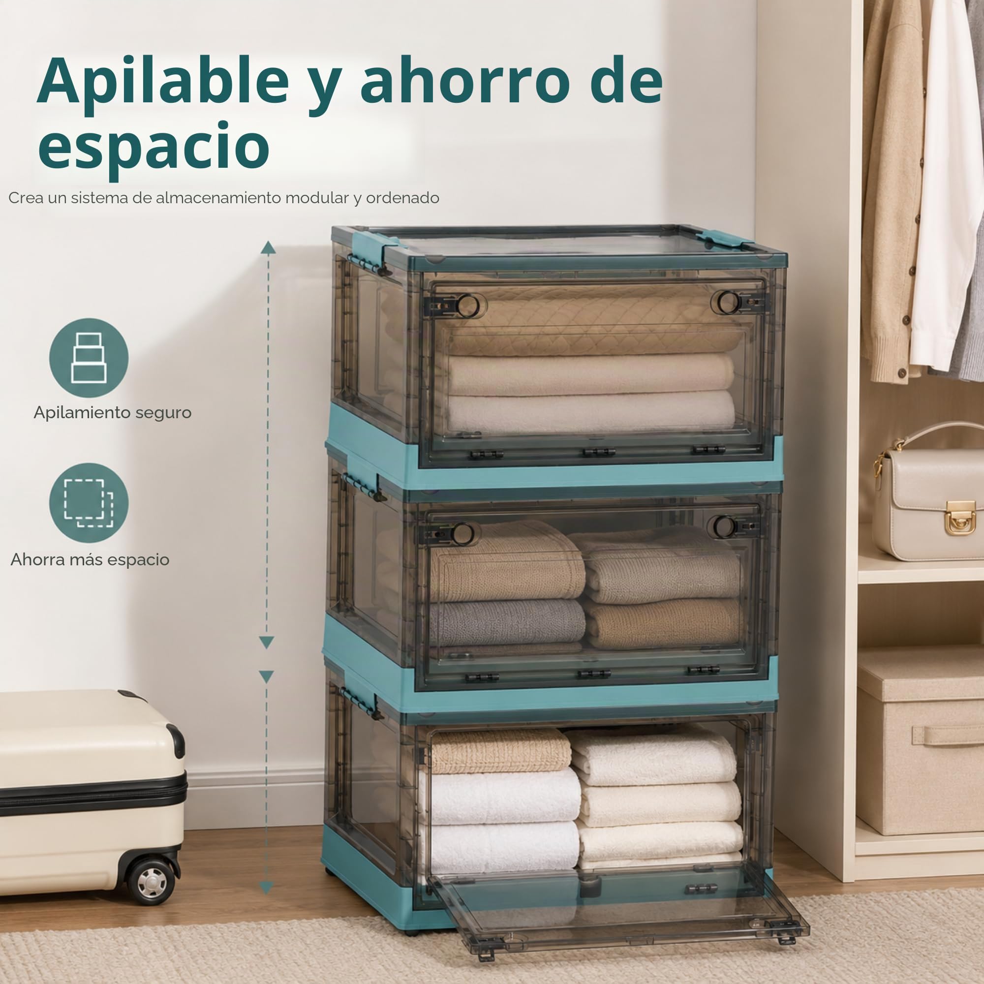MAGIC SELECT Caja de Almacenaje con Tapa 120L, 65 x 46 x 36,5 cm