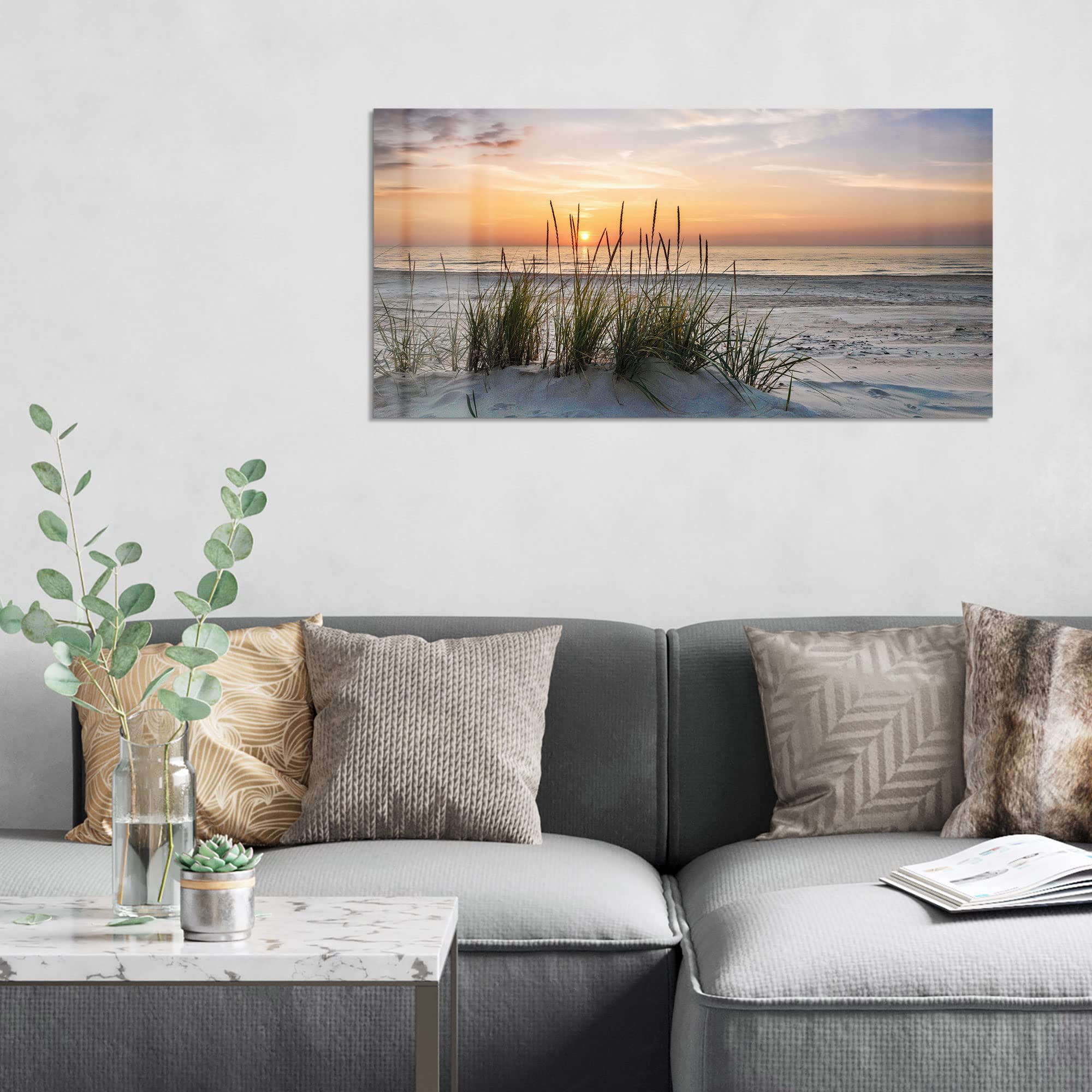 Tableau Sur Verre DEQORI 'Surfer-Bulli Sur La Plage' - Décoration Murale Moderne - Allemagne