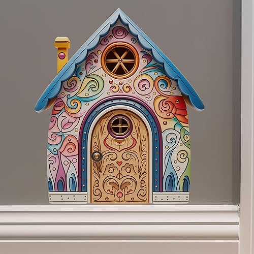 Swirly Artistic House - Adhesivo de pared 3D para puerta de hadas