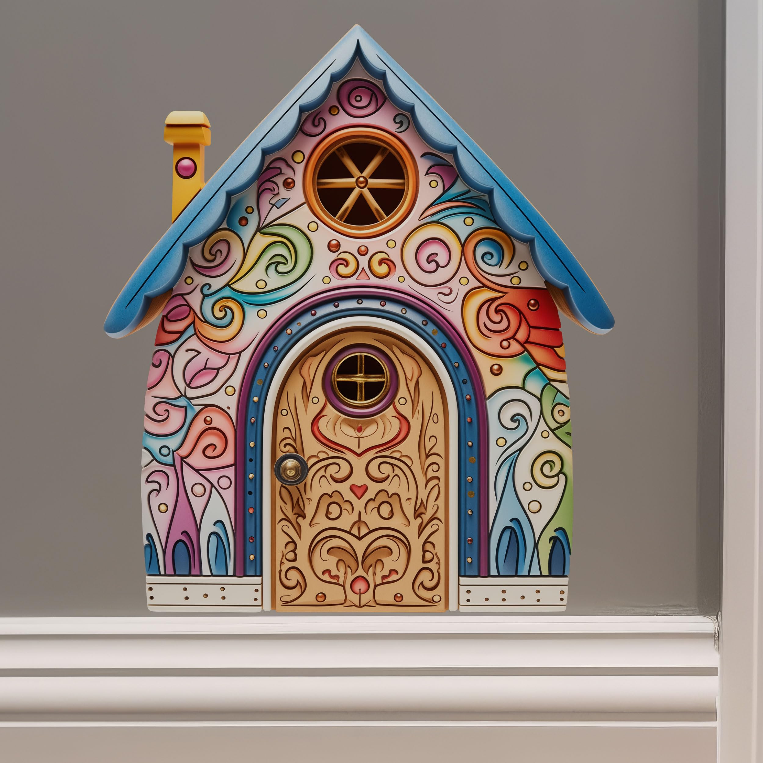 Swirly Artistic Fairy Door Wall Sticker – Whimsical Watercolor Decal For Kids Room, Nursery, Or Playroom - View #4