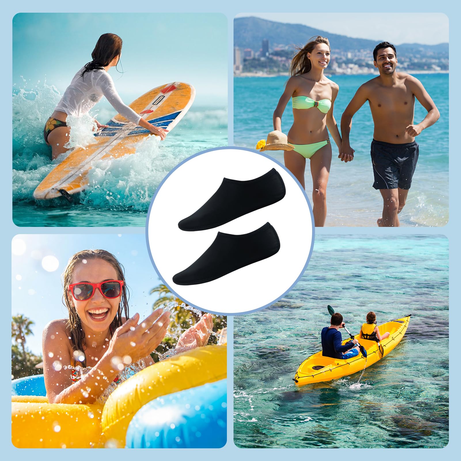 Calzini d'acqua, calzino piscina unisex, scarpa acquatica morbida e antiscivolo, scarpa da spiaggia per adulti e bambini, asciugatura rapida per surf, piscina, immersioni e attività acquatiche
