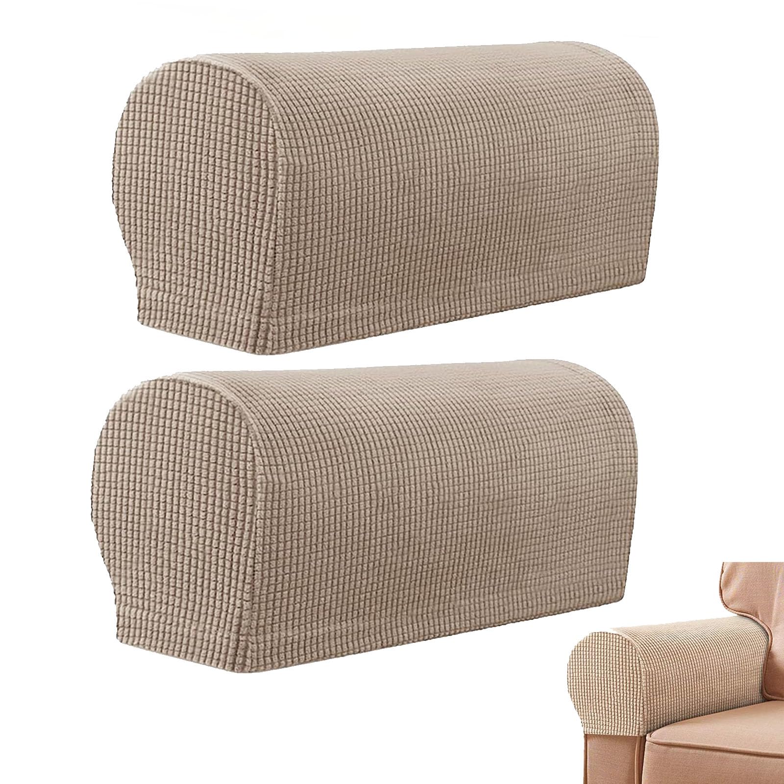 2 PCS Sofa Arm Covers, Armchair Covers, Soft Polyester Material Armchair Covers for Arms Suitable for Chair Furniture Protective Covers, Sofas, Armchairs, Sofa Chairs, and Lounge Chairs(Sandy Color)