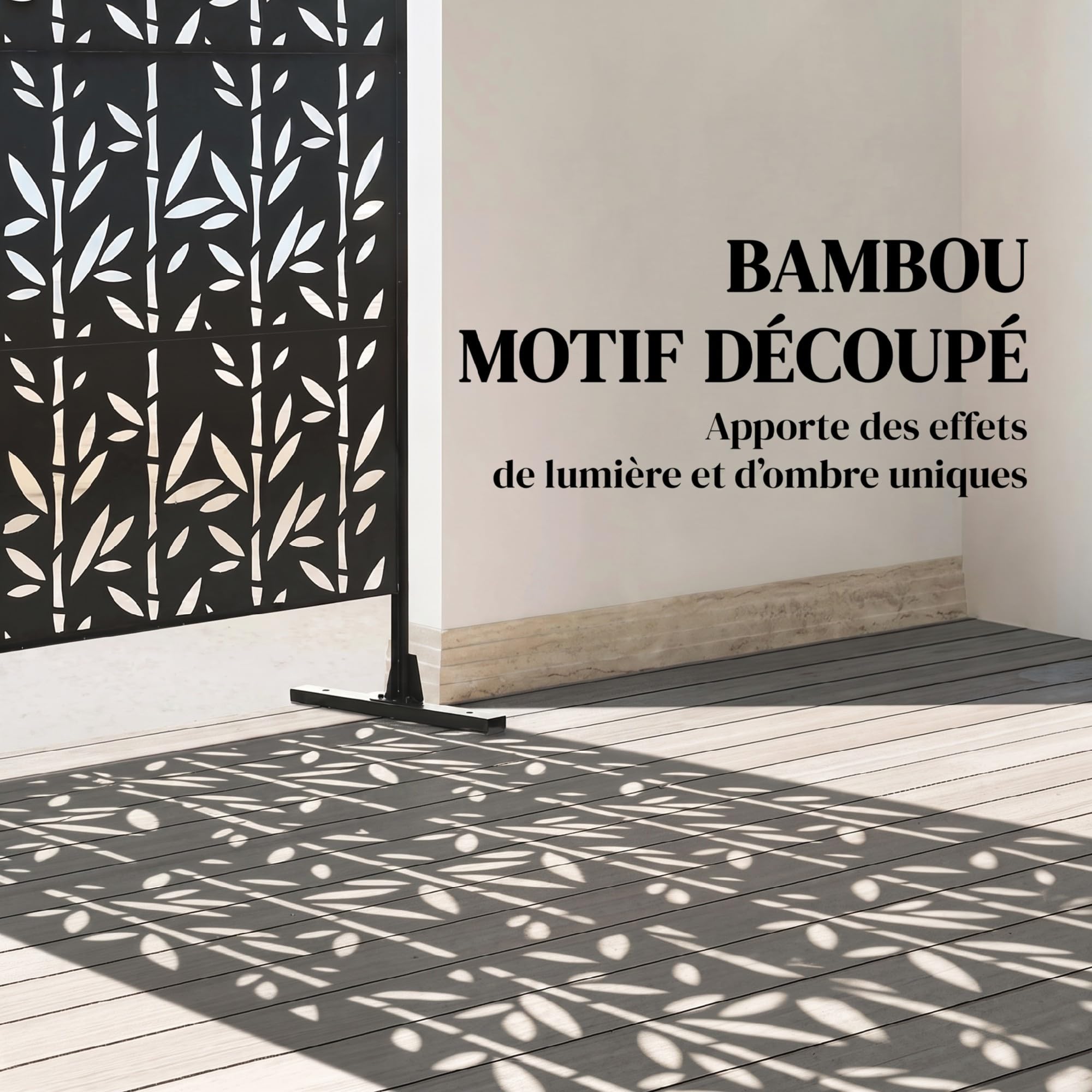 Outsunny Panneau Brise Vue décoratif Extérieur, 92 x 40 x 192 cm, Noir