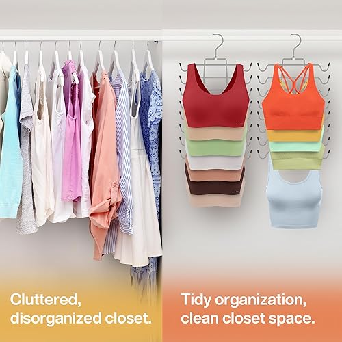 Miniatura 3 de Paquete de 2 perchas para camisetas sin mangas, organizadores de armario que ahorran espacio y almacenamiento para brasieres, camisetas, camisolas,