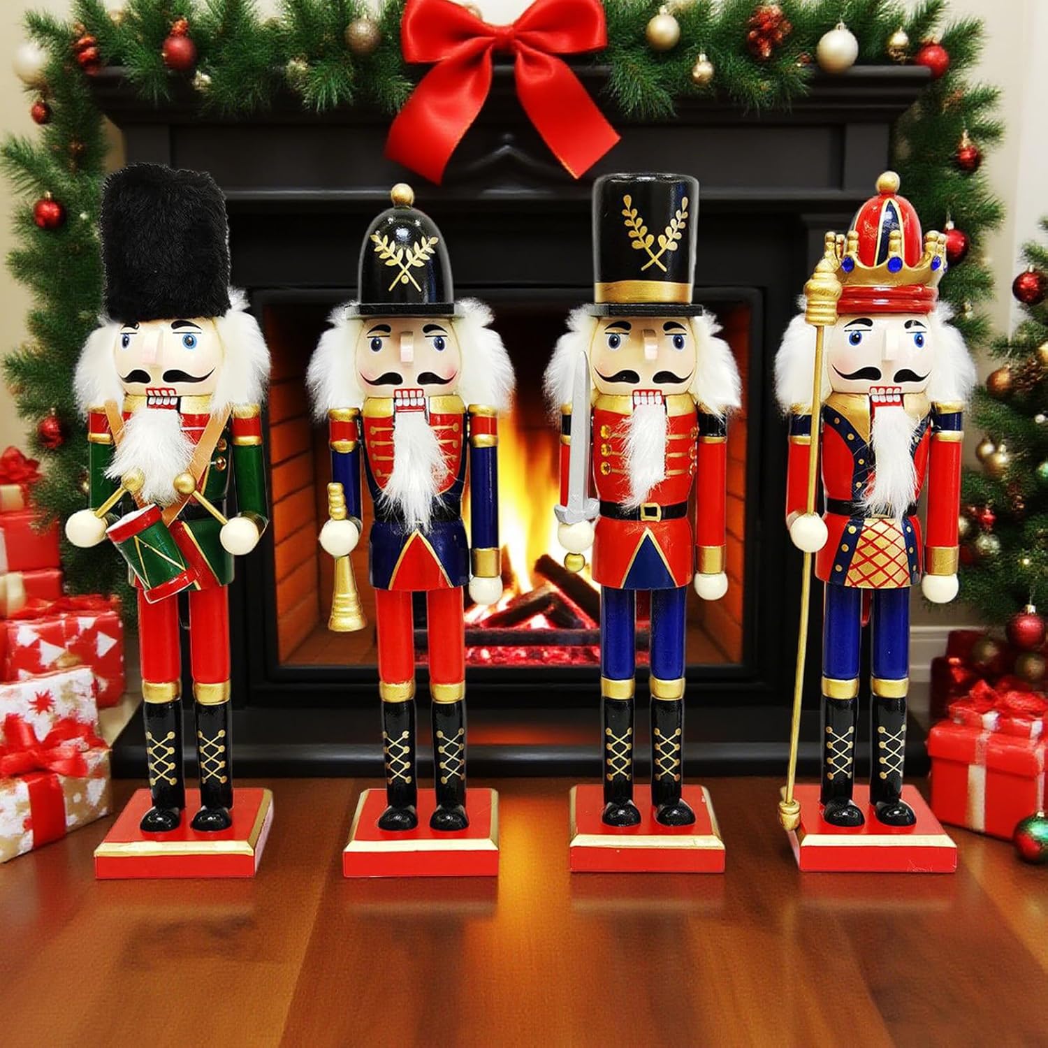 ナットクラッカー クリスマス デコレーション,塗装されたナットクラッカー 人形 シェルフ デコレーション | 木製のクリスマス 飾り