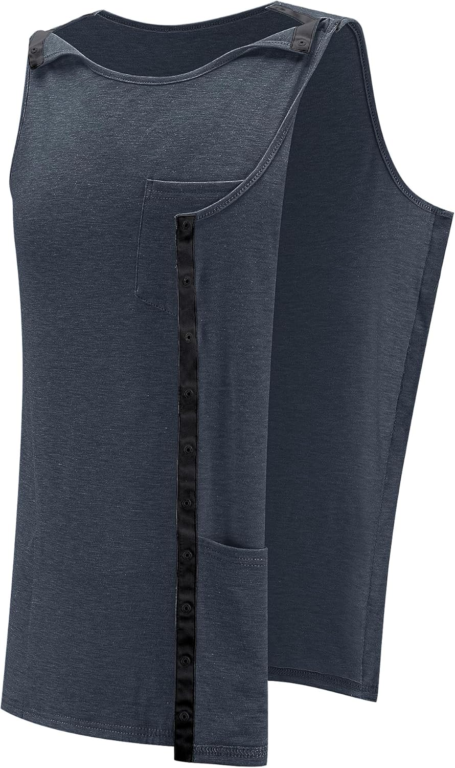 iWoo Post Surgery Tank Tops for Women/Men Mastectomy Shoulder Tearaway Snap Shirts Button Up Rotator Cuff Chemo Recovery