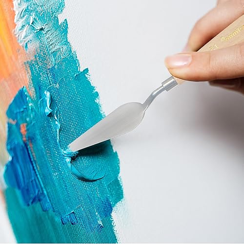 Miniatura 4 de Cuchillo de paleta grande para pintura acrílica, juego de lienzo, espátula, pala, cuchillos de pintura con mango de madera, herramientas de pintura