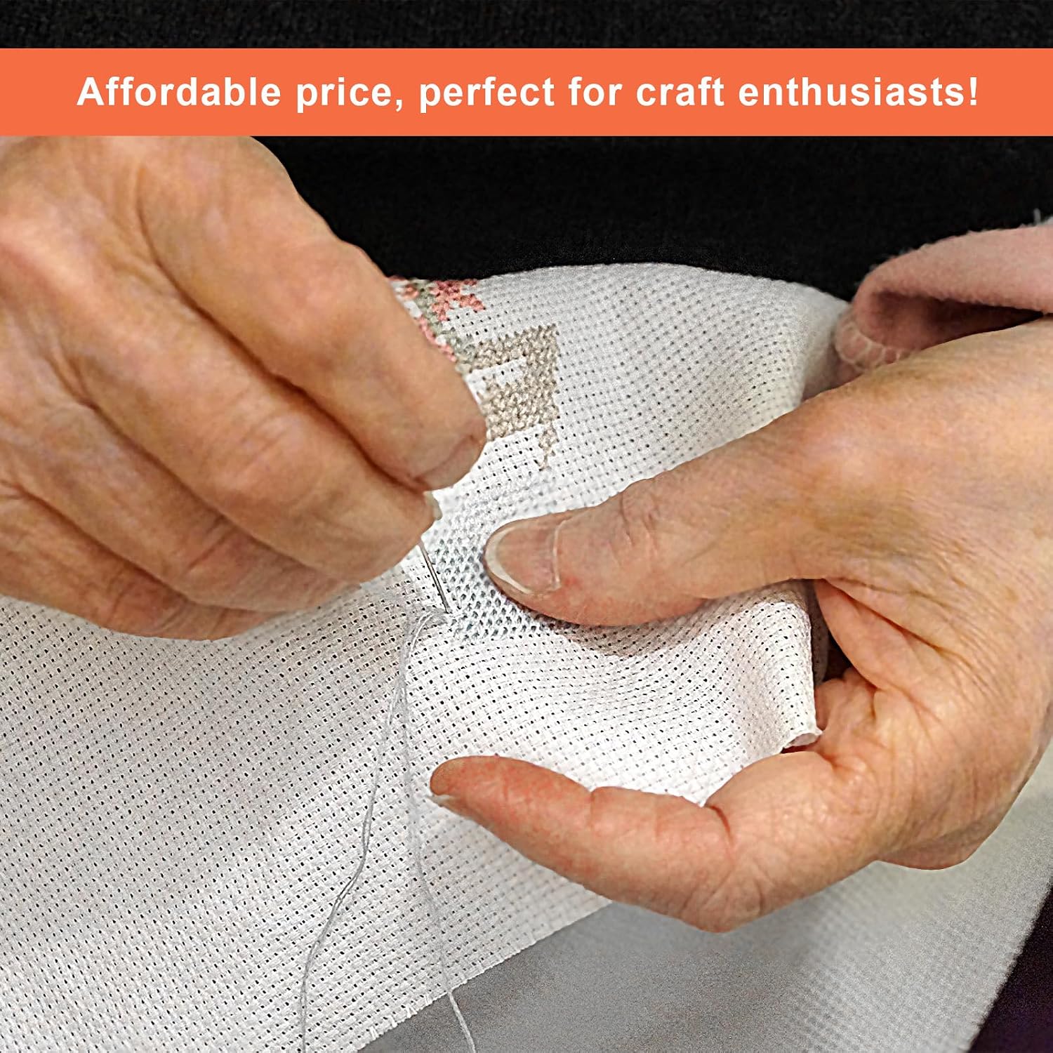 18 Mesh Needlepoint Blank Canvas, 50x35cm/19.69x13.78in White Embroidery Cross Stitch Fabric with Needles Accessories for Knitting & Crochet Projects Supplies