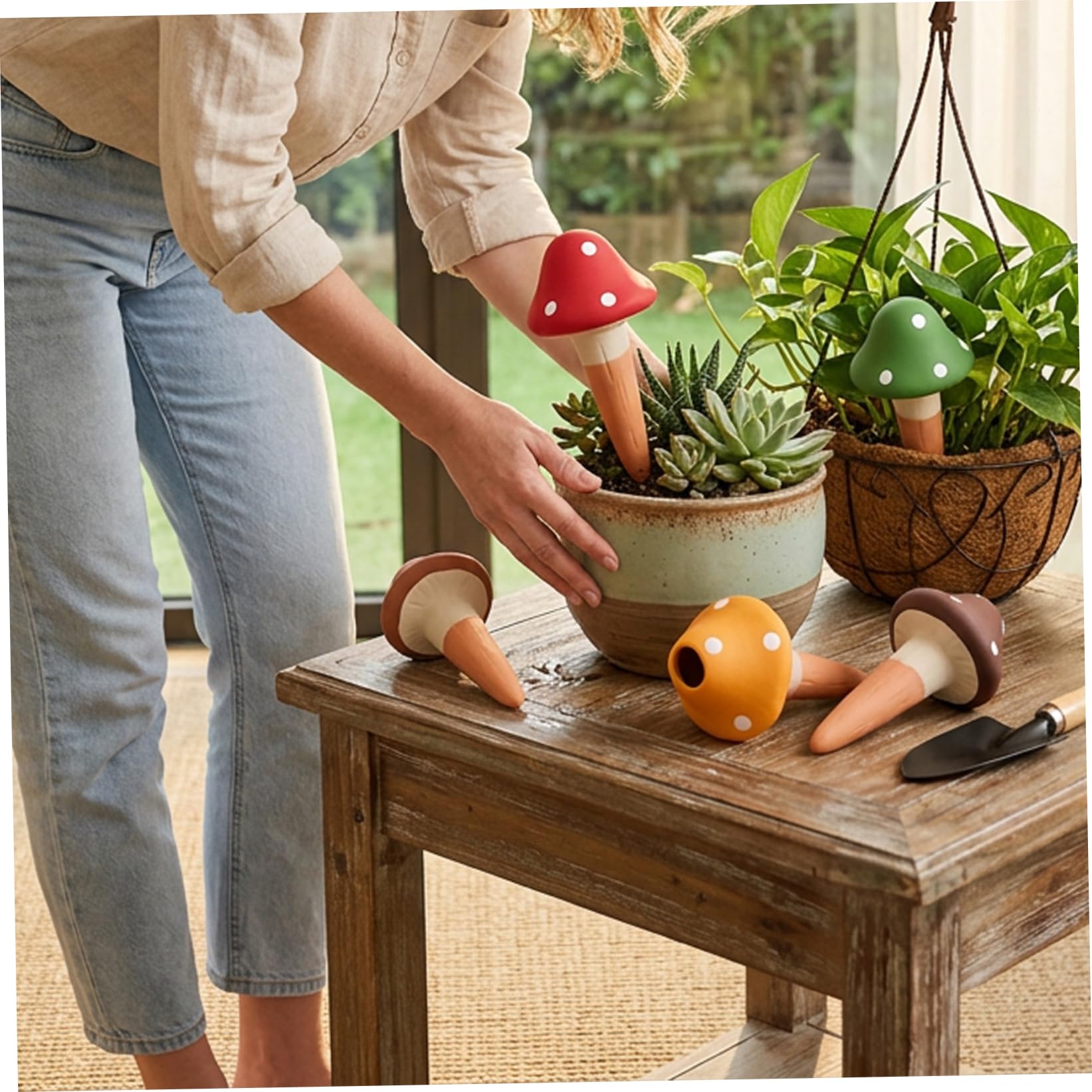 Dispositifs d'arrosage automatique pour plantes, 4 pointes d'arrosage en terre cuite, pointes automatiques pour champignons à libération lente, dispositifs automatiques pour plantes en pot intérieure