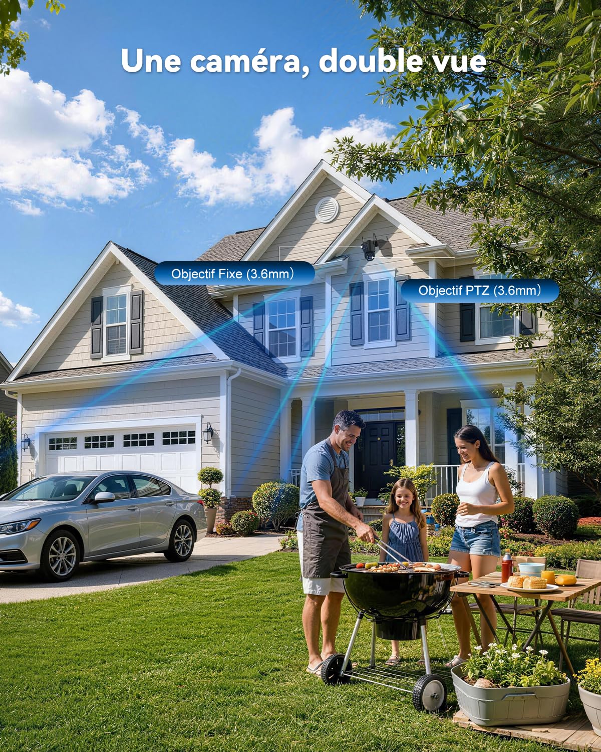 Ctronics 4G LTE Caméra Surveillance Exterieur sans Fil Double Objectif