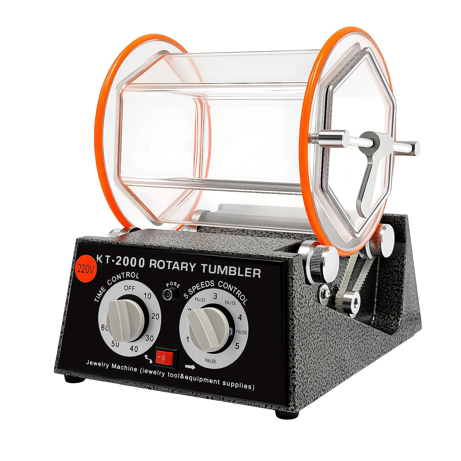 5KG Rotary Tumbler Poliermaschine, Trowalisiermaschine mit 4 Geschwindigkeitssteuerung und Timer, Poliertrommel Schmuck Kugelmühle Polierer