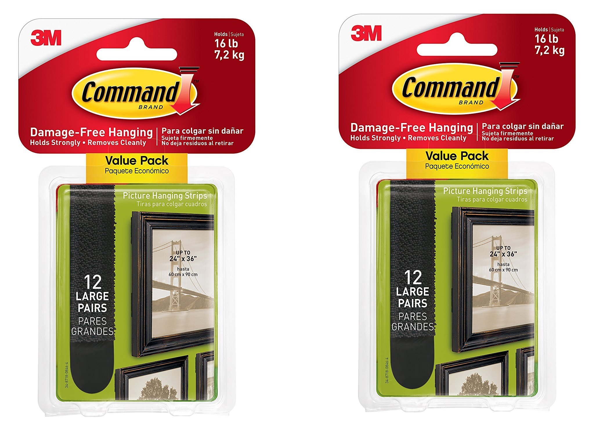 Command Picture Hanging Strips Value Pack, Large, Black, 12-Pairs (17206BLK-12ES) UpPJnS, 2 Pack — image 1