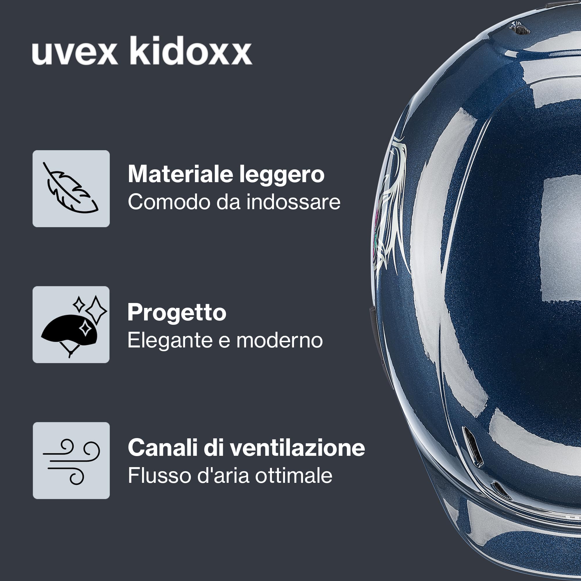 uvex Kidoxx - Casco da equitazione per bambini leggero – Vestibilità individuale – Ventilazione ottimale – Flower Navy Shiny 3XS-XS